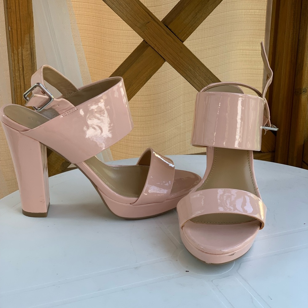 Blush pink platform heels